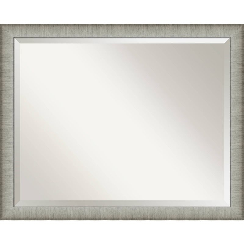 31" x 25" Elegant Brushed Framed Bathroom Vanity Wall Mirror Pewter - Amanti Art: No Assembly, Wall Mount