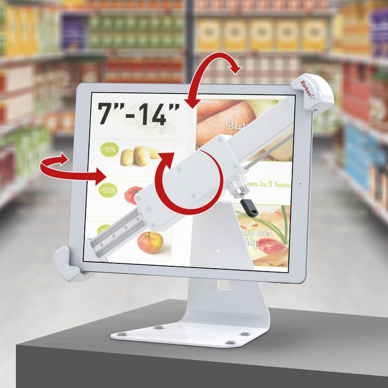 Barkan 7" - 14" Anti-Theft Tablet Desk Stand, 360° Rotation, Swivel & Tilt