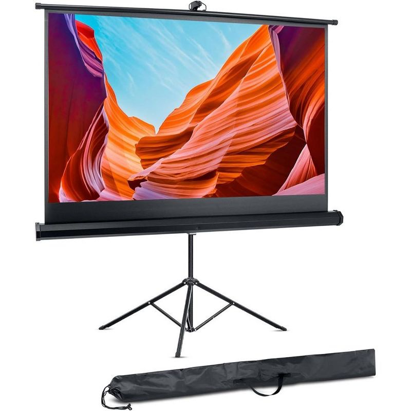 120" Portable Tripod Projector Screen for Presentations with Easy Setup, Indoor/Outdoor Use, Compatible with All Projectors