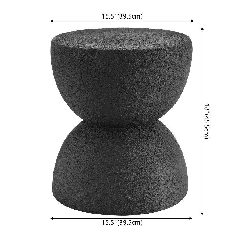 Greta 18" Mid-Century Modern Drum Accent Table , Black - JONATHAN Y