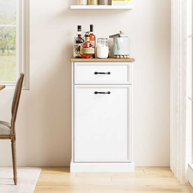 Garvee Tilt Out Trash Can Cabinet, Hidden Trash Bin Cabinet 10 Gallon Storage Holder,Freestanding Garbage Can Cabinet for Kitchen Dining Living Room