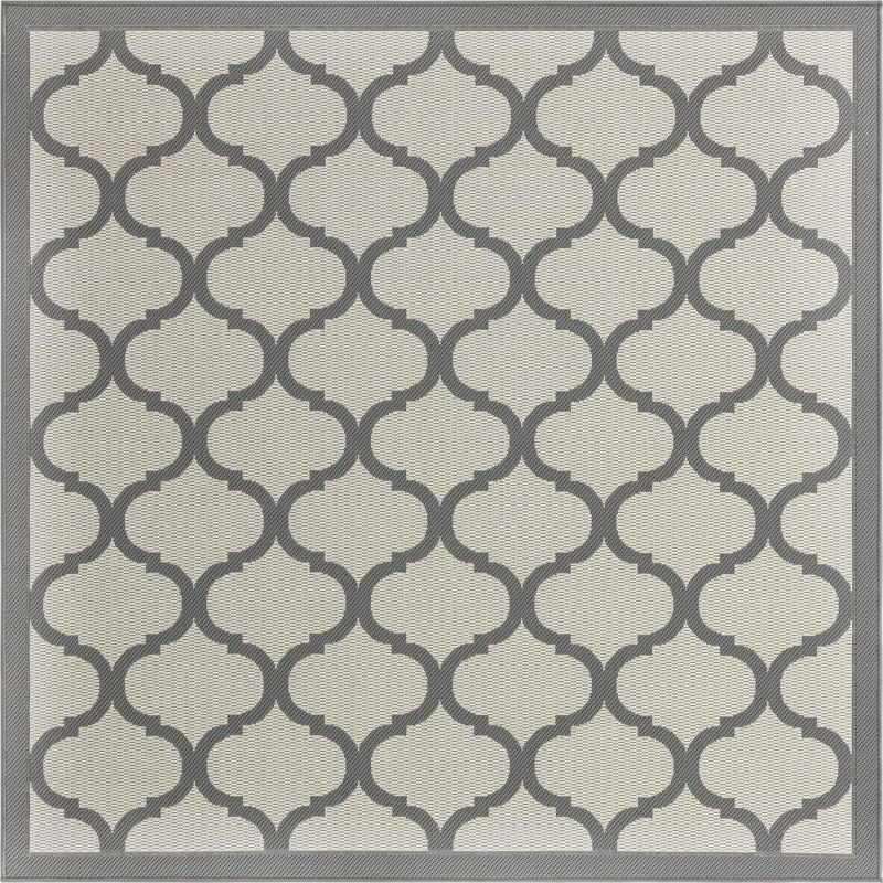 Unique Loom 6' 1 x 6' 1 Square Gray Outdoor Trellis Moroccan Area Rug