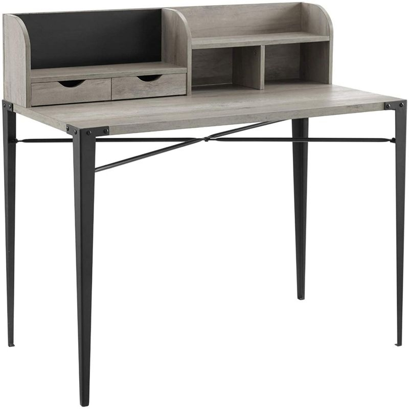 Walker Edison Furniture Company Industrial Secretary Desk with Hutch, Grey Wash, 42in