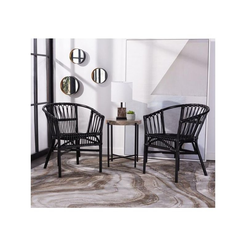 Adriana Rattan Accent Chair - Set of 2 - ACH6505 - Black - Safavieh