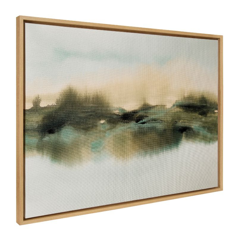 28" x 38" Sylvie Tranquil Meadows Framed Canvas by Amy Lighthall Natural: Home Office Wall Decor - Kate & Laurel All Things Decor