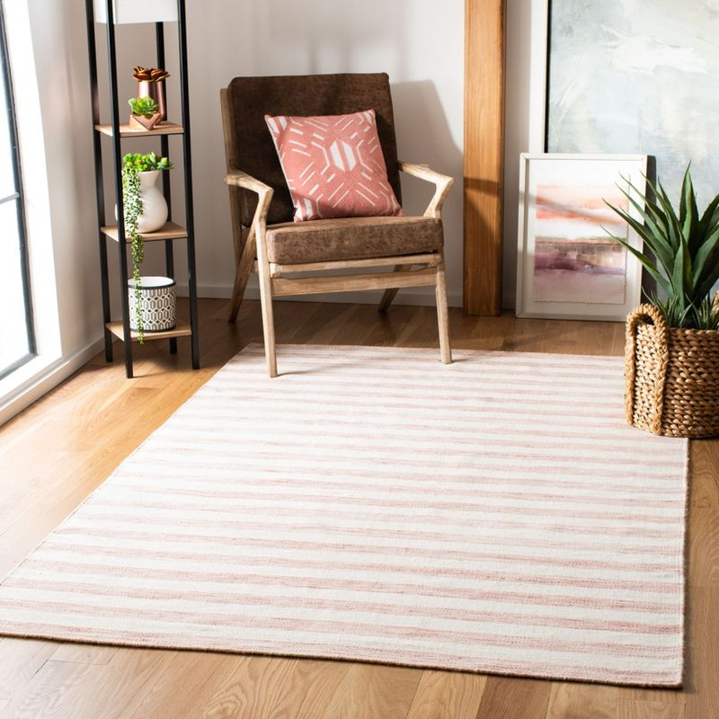 Dhurries DHU575 Hand Woven Area Rug - Rust/Ivory - 4'x6' - Safavieh.