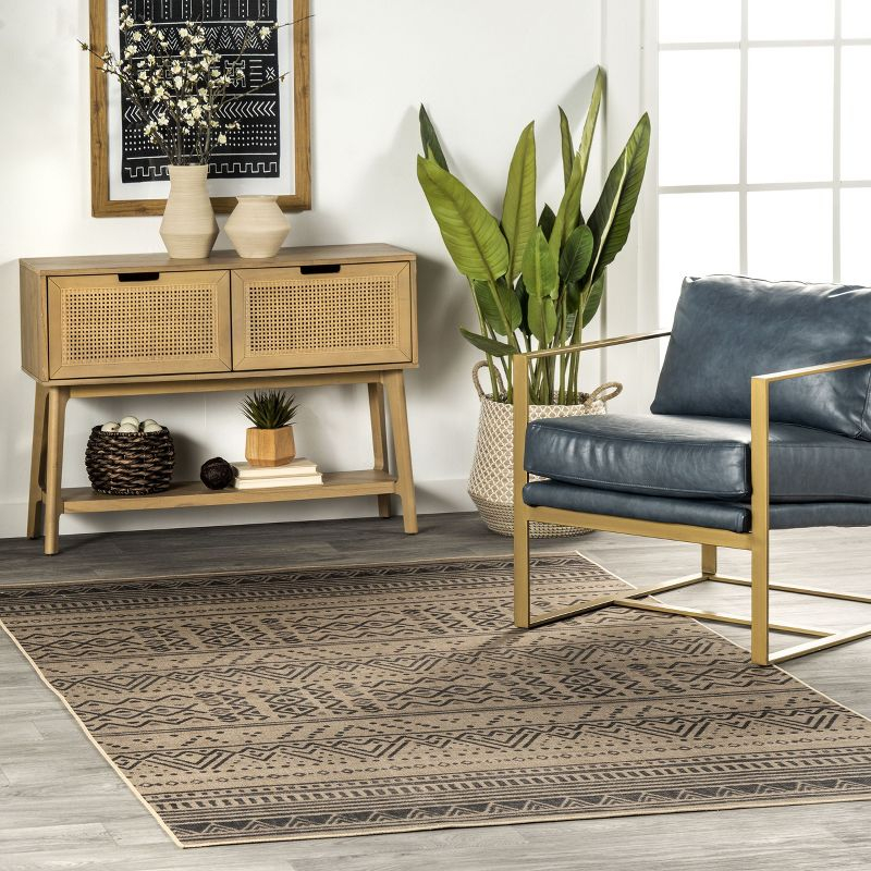 Nuloom Anisa Stripe Easy-Jute Pet Friendly Machine Washable Area Rug, 8' x 10', Natural