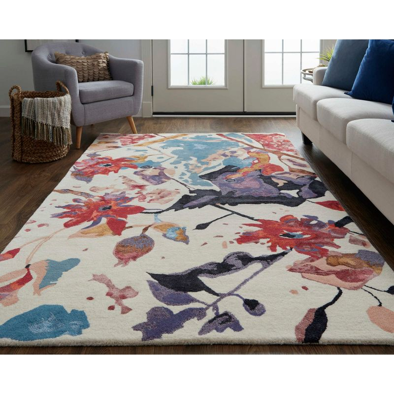 Dafney Transitional Floral & Botanical Red/Blue/Purple Area Rug