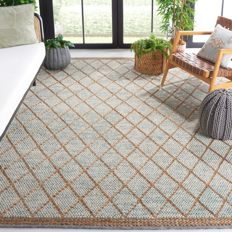 Natura NAT223 Hand Woven Indoor Area Rug - Teal/Natural - 8'x10' - Safavieh
