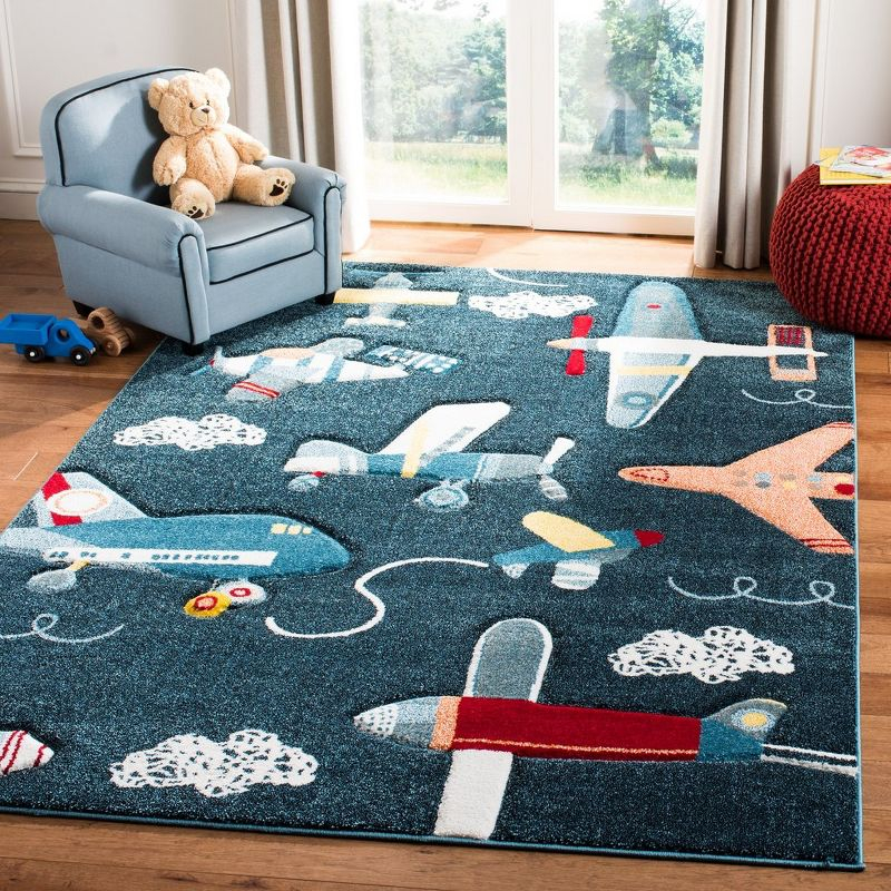 Carousel Kids  CRK167 Loomed Indoor Area Rug - Navy/Ivory - 2'x3' - Safavieh
