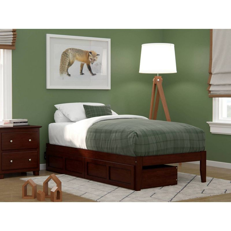 Twin Colorado Bed with USB Turbo Charger, 2 Underbed Drawers - AFI: Hardwood, No Box Spring Required