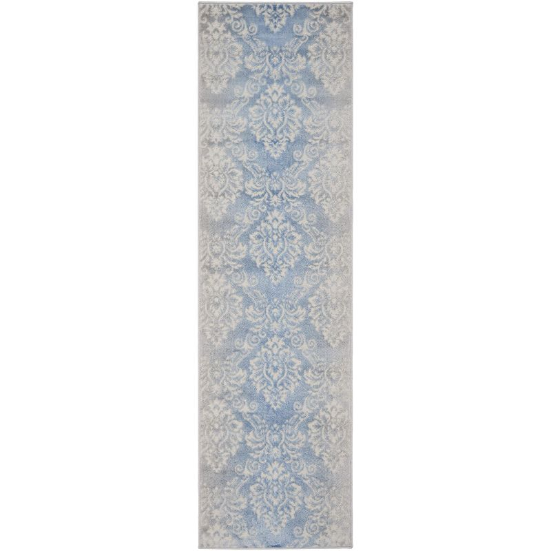 Nourison Elation ETN03 Indoor only Area Rug - Ivory Blue 2'3" x 7'6"