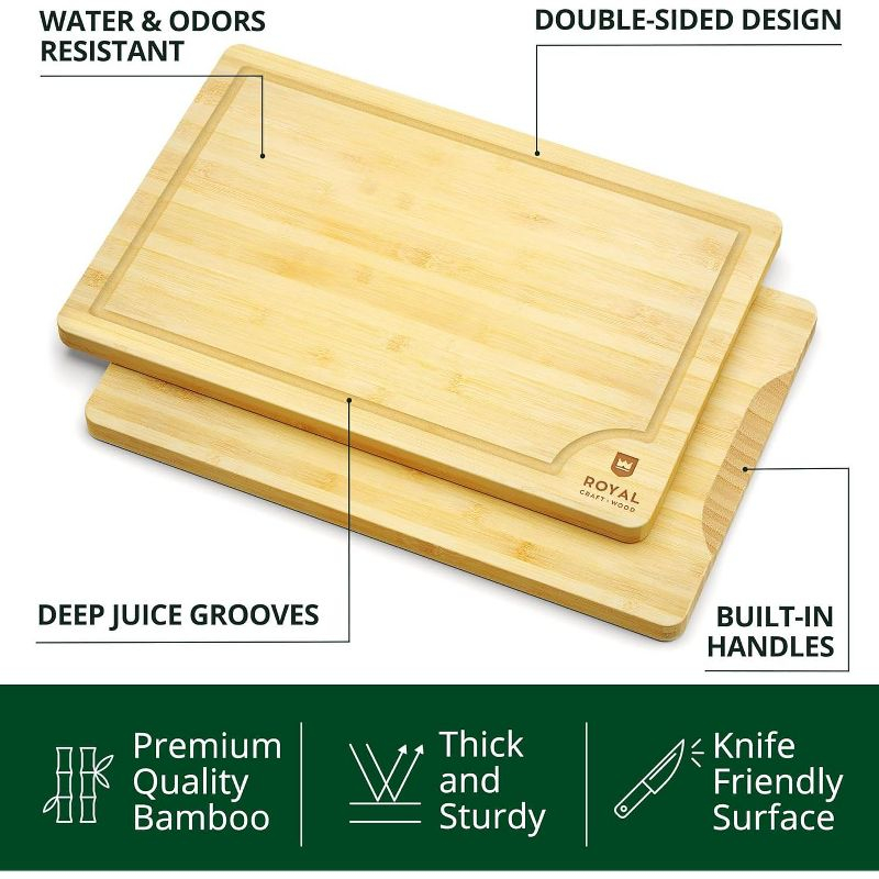 Royal Craft Wood Bamboo Cutting Board (XXL, 20”x14”)