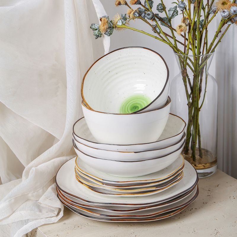 Christian Siriano Luma 32-Piece Dinnerware Set Porcelain, Service for 8, Green