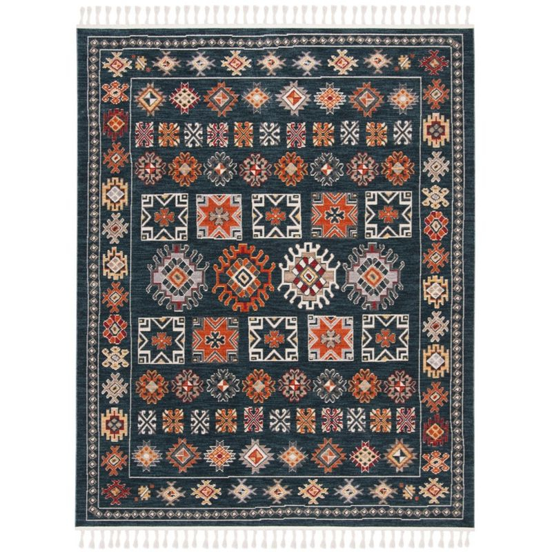 Farmhouse FMH822 Power Loomed Indoor Area Rug - Navy/Orange - 8'x10' - Safavieh