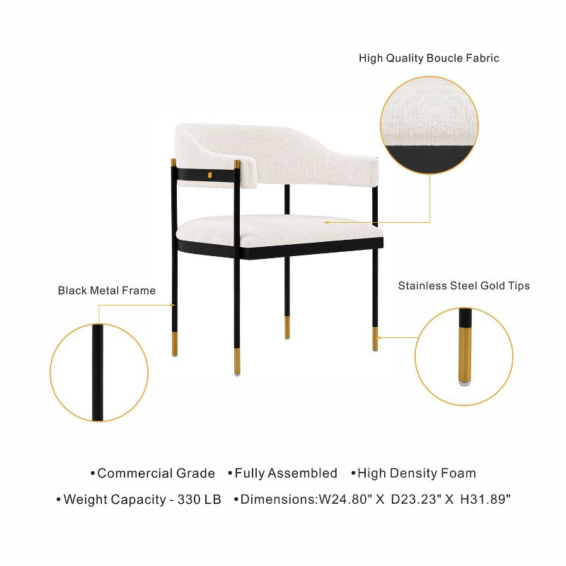 Lia Modern Boucle Upholstered Dining Armchair Cream - Manhattan Comfort