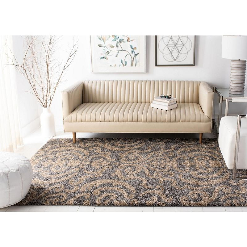 Florida Shag SG462 Power Loomed Indoor Area Rug - Grey/Beige - 4'x6' - Safavieh.