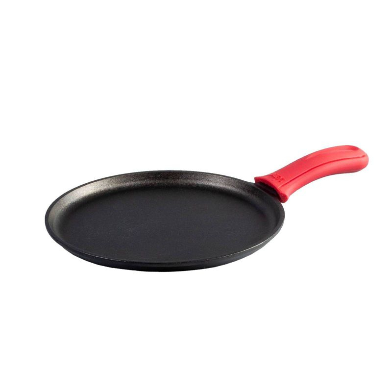 Lodge 10.5" Cast Iron Griddle: Preseasoned Nonstick Crepe Pan, Smooth Surface & Gas Compatible, Hand Wash, Black