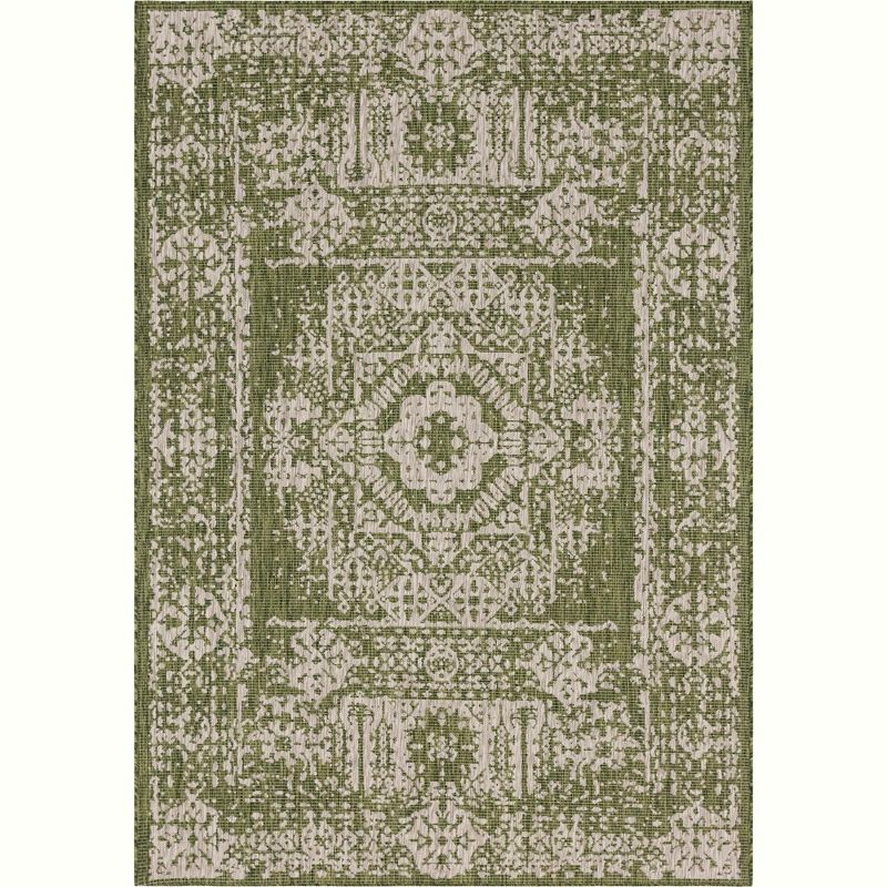 Unique Loom 7' 1 x 10' 0 Rectangle Indoor/Outdoor Traditional Green Area Rug