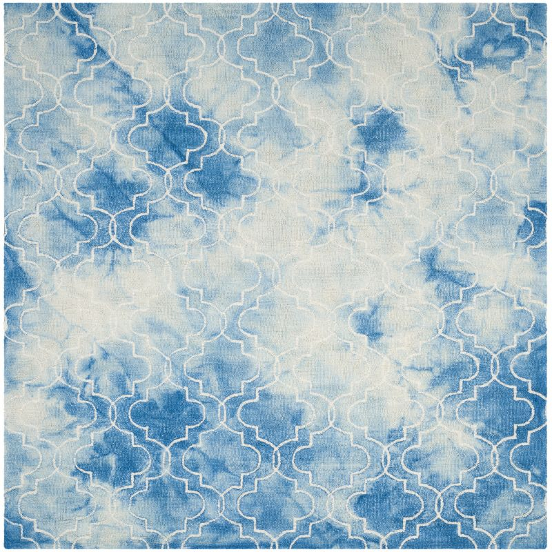 Dip Dye DDY676 Hand Tufted Indoor Area Rug - Blue/Ivory - 5'x5' - Safavieh