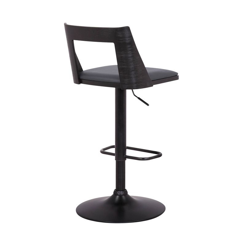 Milan Adjustable Swivel Faux Leather Metal Barstool Gray/Black - Armen Living: Pedestal Base, High-Density Foam