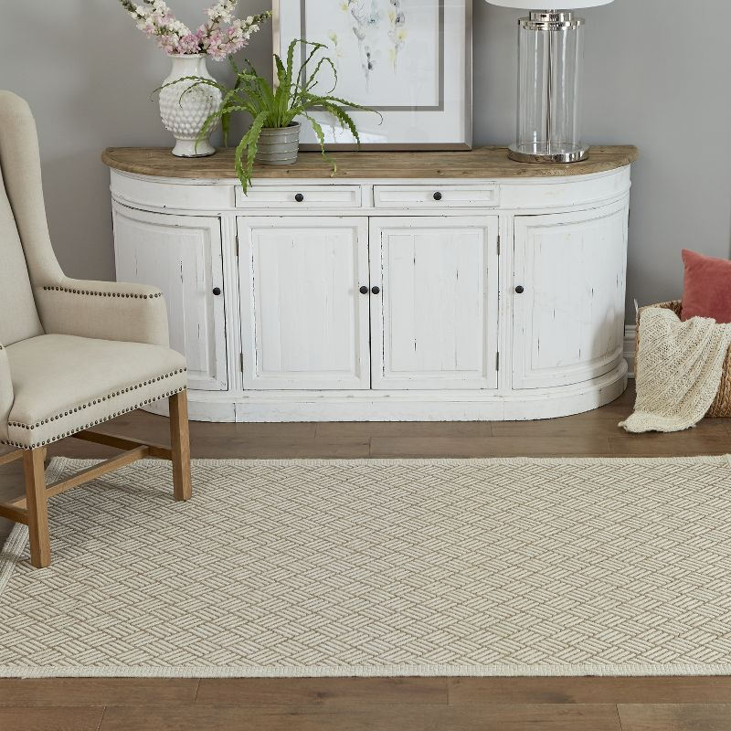 5'x7'6" Geometric Loomed Area Rug Tan - Momeni: Contemporary Indoor/Outdoor Low Pile, Machine Made, Polypropylene