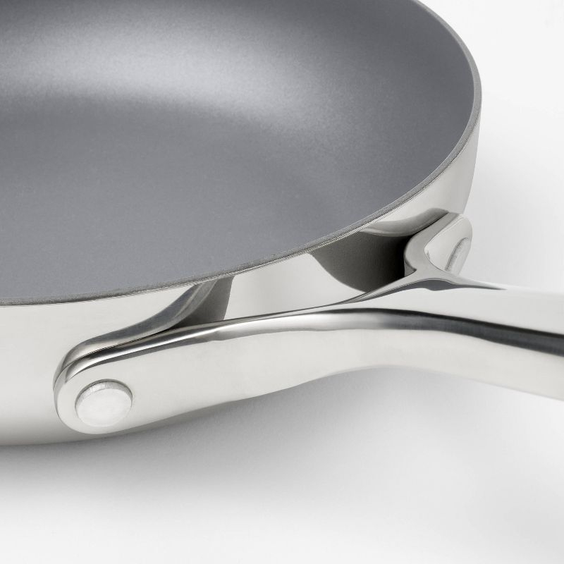 8" Nonstick Stainless Steel Fry Pan Silver - Figmint™: Ceramic Nonstick, Induction Safe, Oven-Safe to 500°F