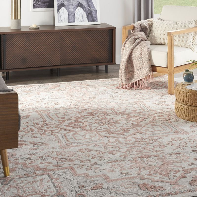 Nourison Elation Bohemian Medallion Indoor Rug Ivory Brick 7'10" x 9'10"