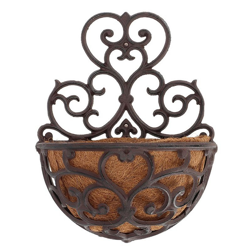 The Lakeside Collection Victorian Half-Round Wall Planter with Liner