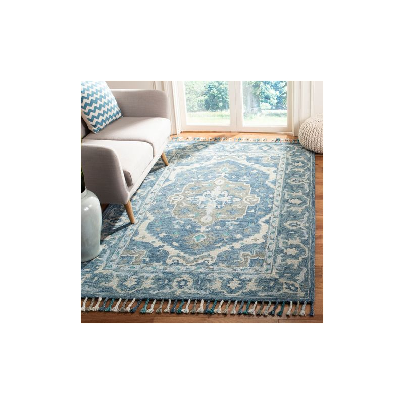 Aspen APN230 Hand Tufted Indoor Area Rug - Dark Blue/Grey - 4'x6' - Safavieh