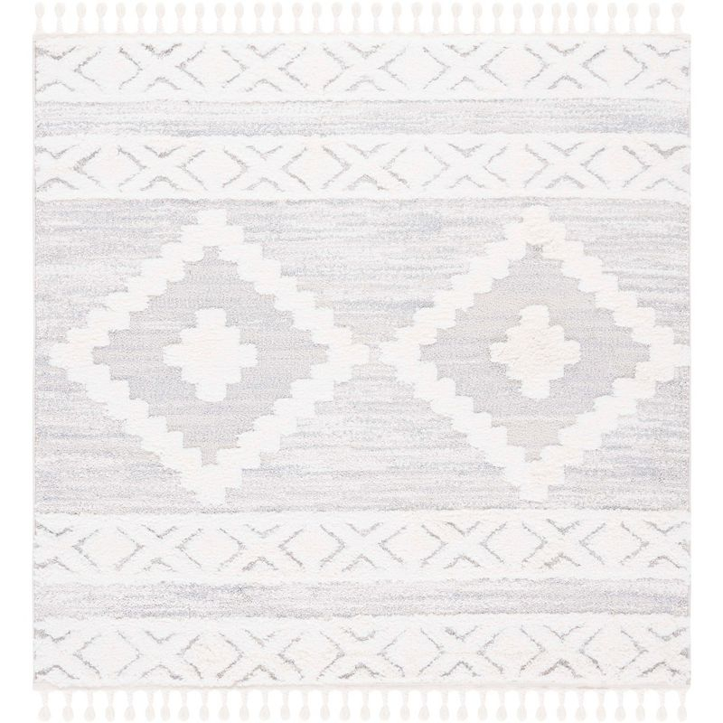 Moroccan Tassel Shag MTS640 Power Loomed Indoor Area Rug - Ivory/Beige - 6'7"x6'7" - Safavieh