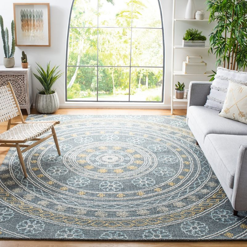 Blossom BLM608 Hand Tufted Area Rug - Charcoal/Yellow - 5'x8' - Safavieh.