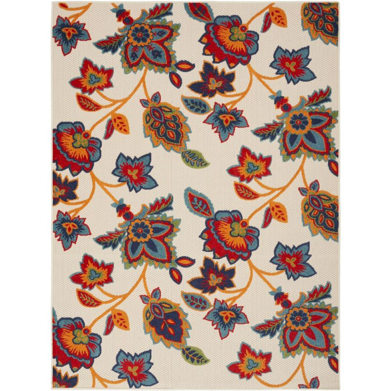 Nourison Aloha Floral Farmhouse Flatweave High-Low Indoor Outdoor Area Rug Multicolor 3'6" x 5'6"