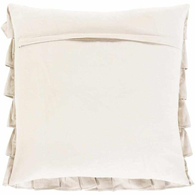 Livabliss Ruffle 20"H x 20"W Square Pillow Cover Down Insert Cottage Ivory Throw Pillow