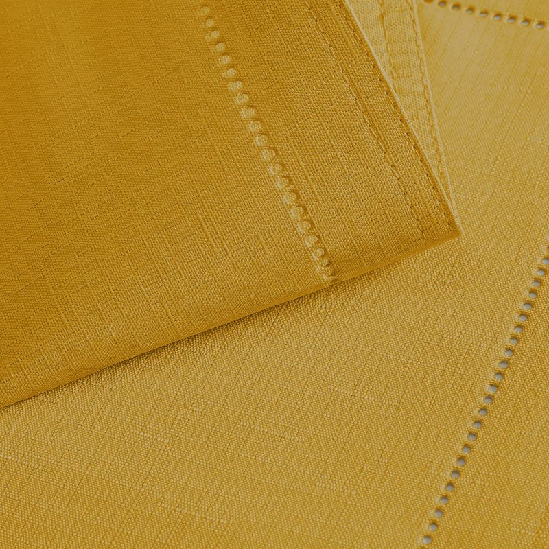 Alison Eyelet Punched Border Fabric Tablecloth - 52" x 52" Square - Golden Yellow - Elrene Home Fashions