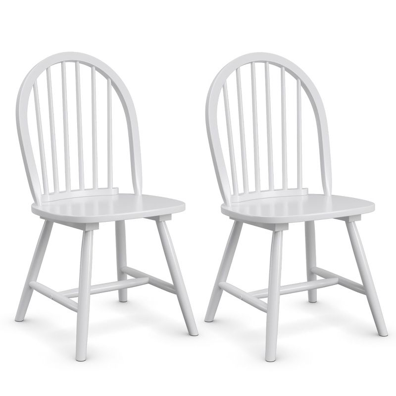 Costway Set of 2 Vintage Windsor Dining Side Chair Wood Spindleback Kitchen Room White
