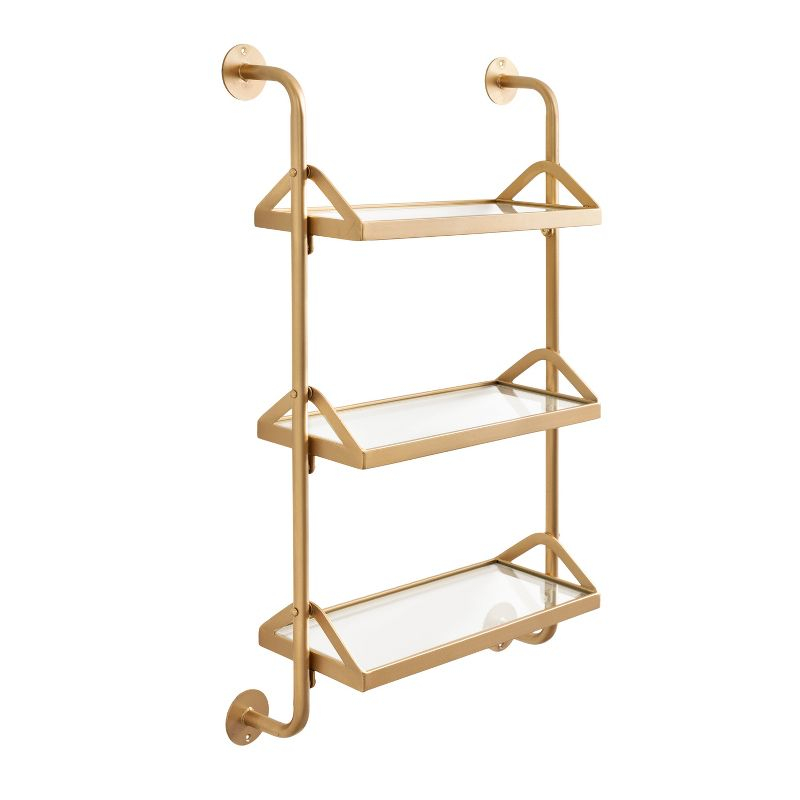 Kate & Laurel All Things Decor 18"x30" Marit Three-Tier Wall Shelf Gold