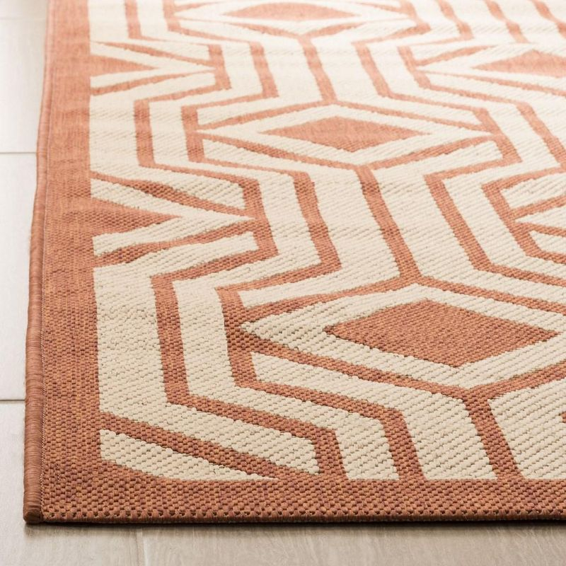 Courtyard CY6113 Power Loomed Indoor/Outdoor Area Rug - Beige/Terracotta - 6'7"x9'6" - Safavieh.