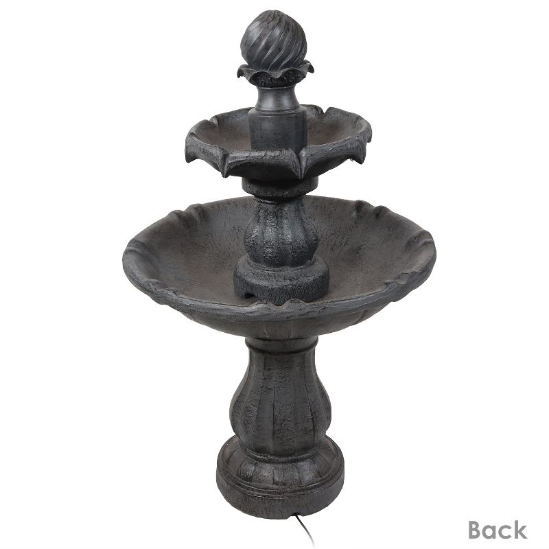 Sunnydaze Outdoor 2-Tier Solar Powered Water Fountain with Battery Backup and Submersible Pump - 35" - Black Earth Finish