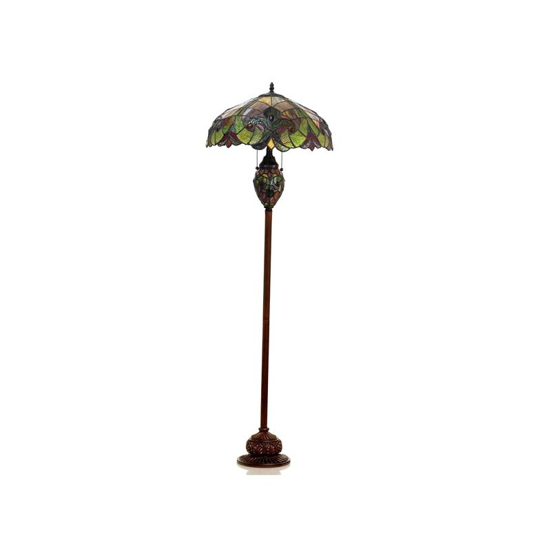 Chloe Lighting Liaison Tiffany-Style 3 Light Victorian Double Lit Floor Lamp 18" Shade