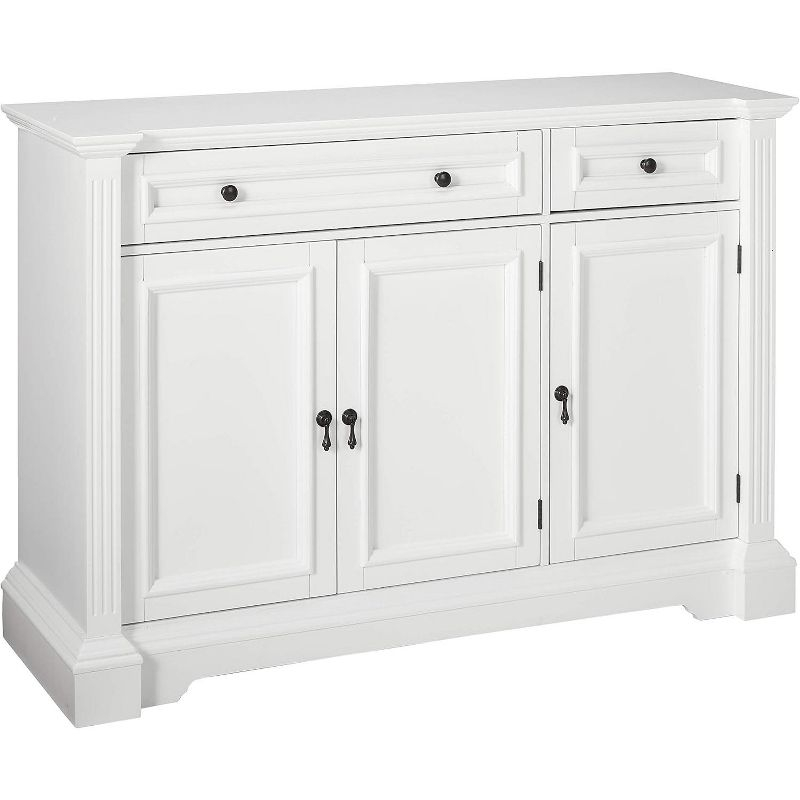 Kings Brand Furniture White Finish Wood Buffet Breakfront Cabinet Console Table With Storage, Drawers, Shelves