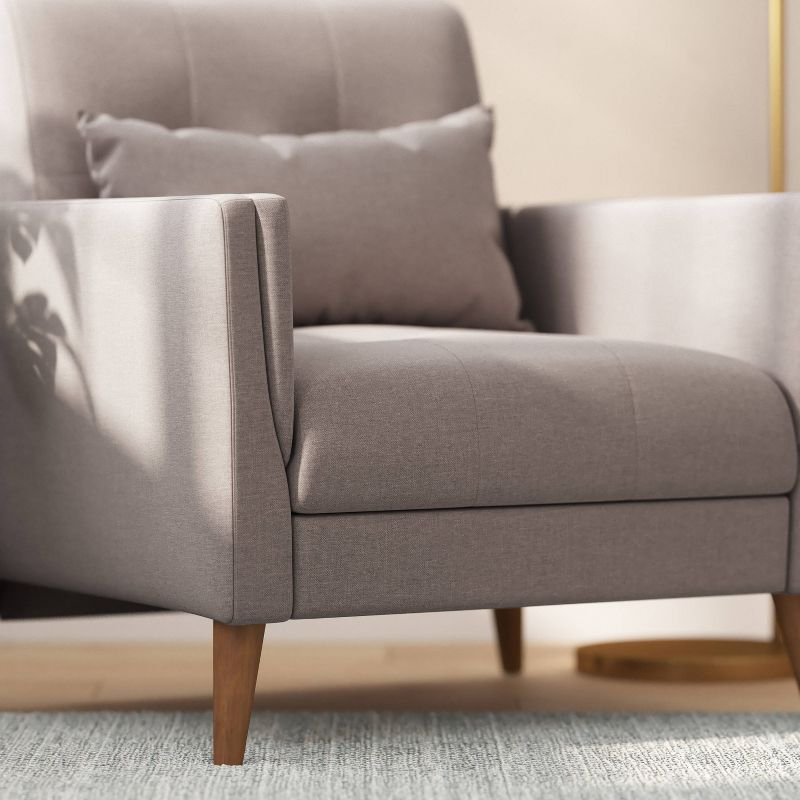 Taylor & Logan Cormac Armchair Taupe: Linen Upholstery, French Seam, Extended Seat, Wood Frame