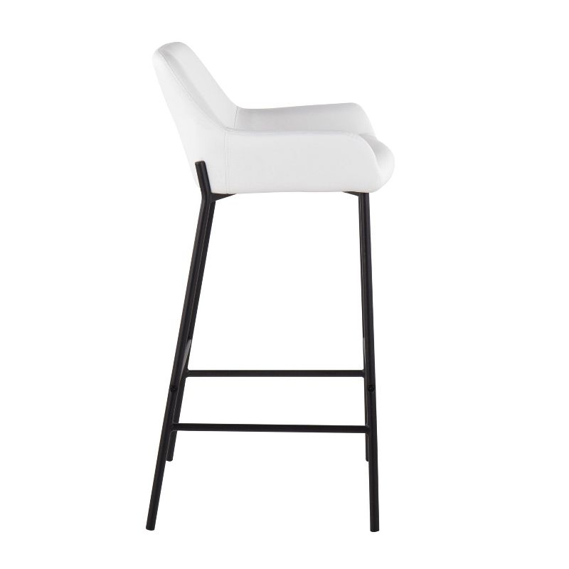 Set of 2 Daniella Metal Faux Leather Barstools Black/White - LumiSource: Upholstered, Fixed Height, Foam Filled