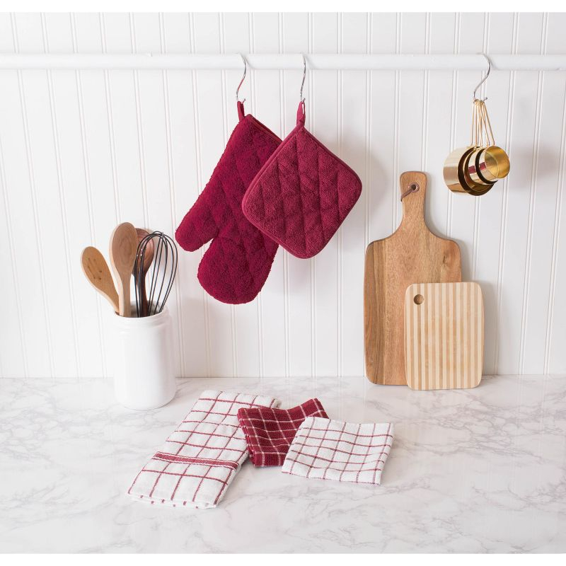 Design Imports  Terry Solid Potholder Set 3 Piece Wine 7X7"