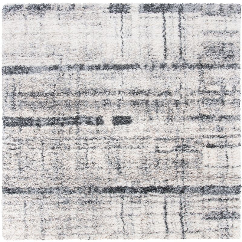 Fontana Shag FNT855 Power Loomed Area Rug - Ivory/Grey - 5'3"x5'3" - Safavieh.