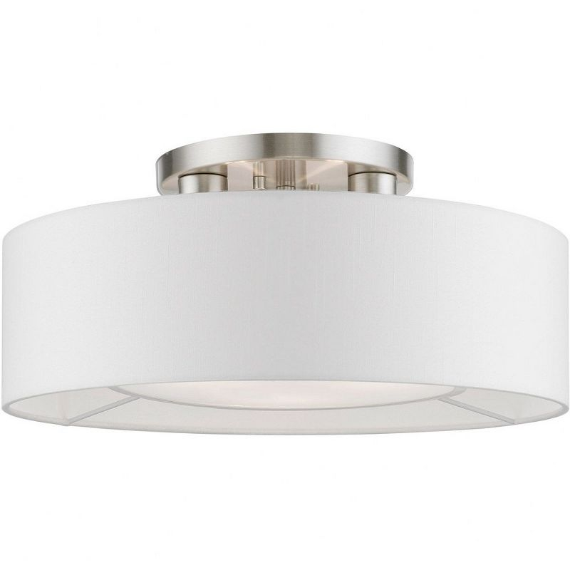 Livex Lighting Gilmore 3 - Light Semi-Flush Mount in  Brushed Nickel/Shiny White