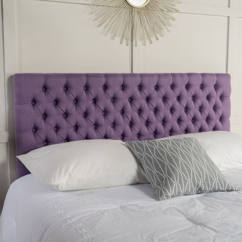 Queen/Full Jezebel Button Tufted Fabric Headboard Light Purple - Christopher Knight Home: Upholstered, Adjustable Height