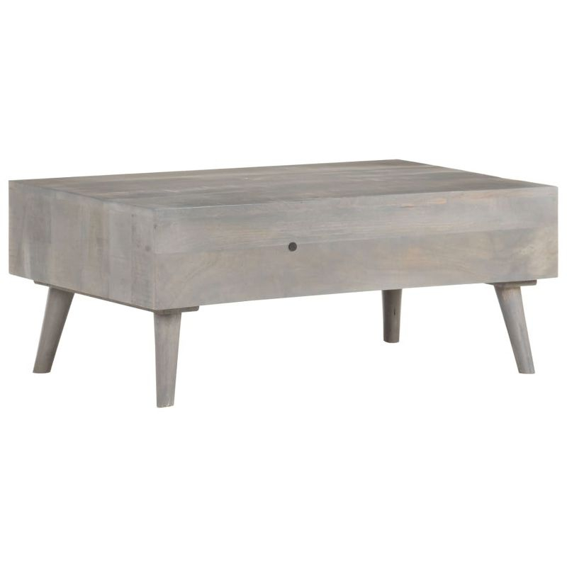 vidaXL Solid Rough Mango Wood Coffee Table with Drawers - Rectangular Couch Table in Gray and Honey Brown Finish - 39.4"x23.6"x15.7"