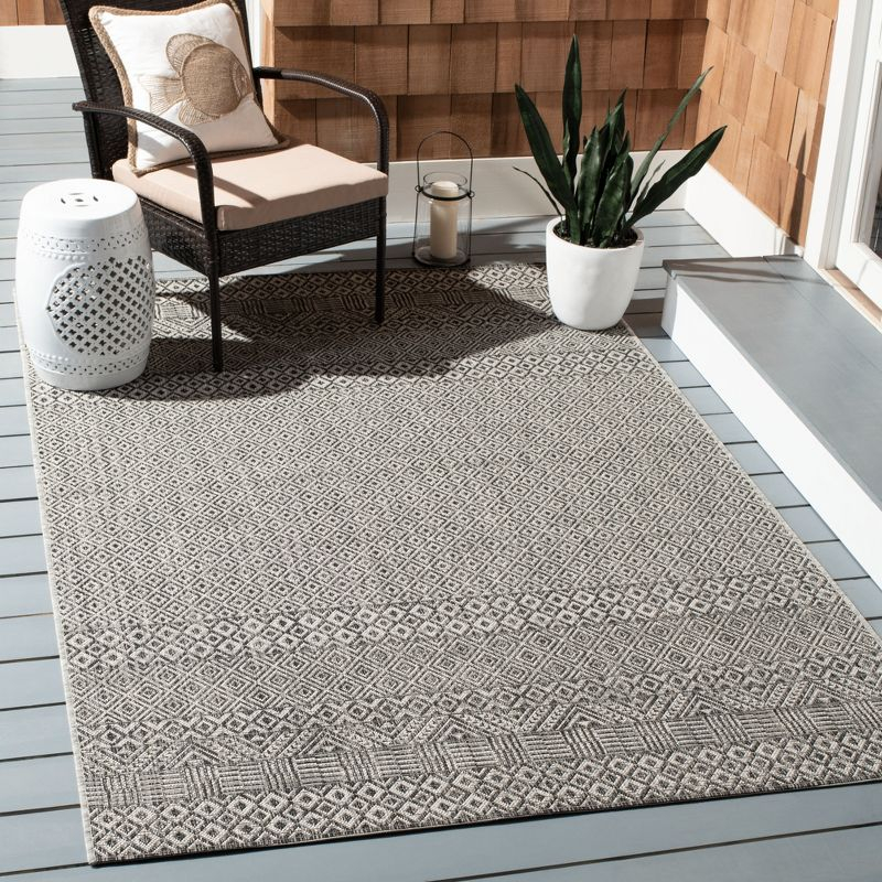 Courtyard CY8235 Power Loomed Indoor and Outdoor Area Rug - Grey/Black - 4'x5'7" - Safavieh