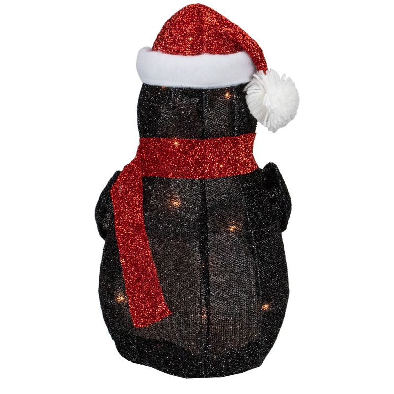 Northlight 19.5" White and Red Lighted Penguin with Santa Hat Outdoor Christmas Decoration